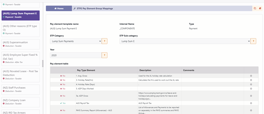 STP2 Pay Element Changes