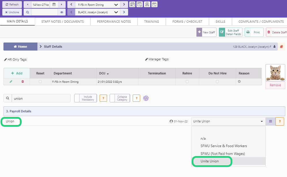 Unite Union Fees Deduction