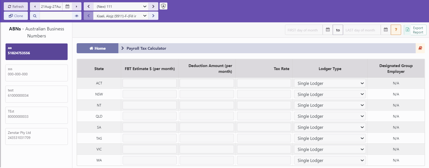 Review and Set your Payroll Tax Calculator Module